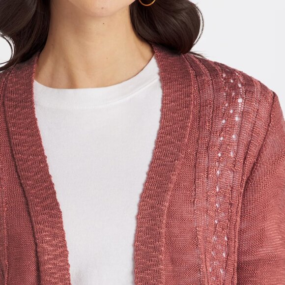 Coral Dusty Rose Pink Cardigan Sweater Size Small Love Ellie Adelle Two Pocket - Picture 4 of 7